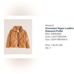 Abercrombie Vegan Leather Puffer
